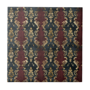 Azulejo Patrón Persa Damask Noir Dorado (1)