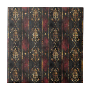 Azulejo Patrón Persa Damask Noir Dorado (3)