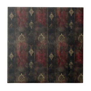Azulejo Patrón Persian Gold Damask Noir (4)