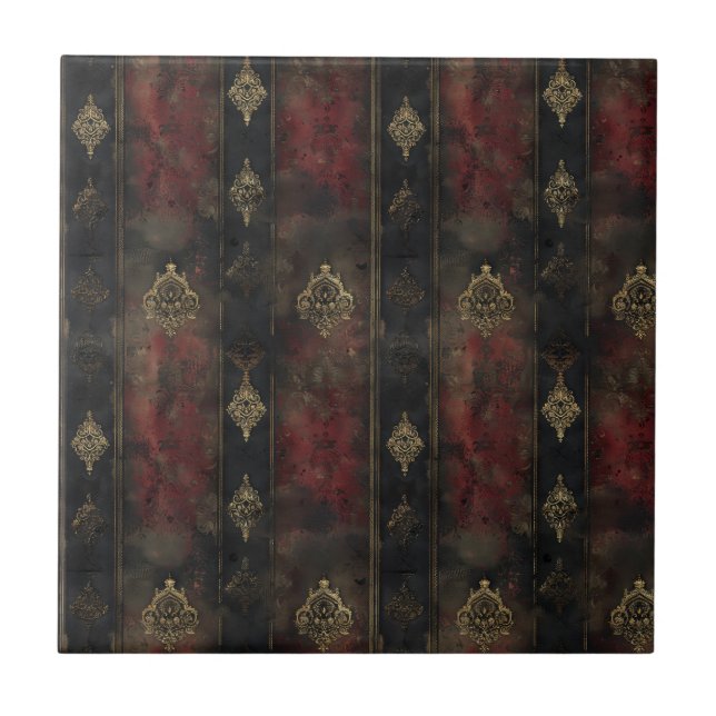 Azulejo Patrón Persian Gold Damask Noir (4) (Frente)