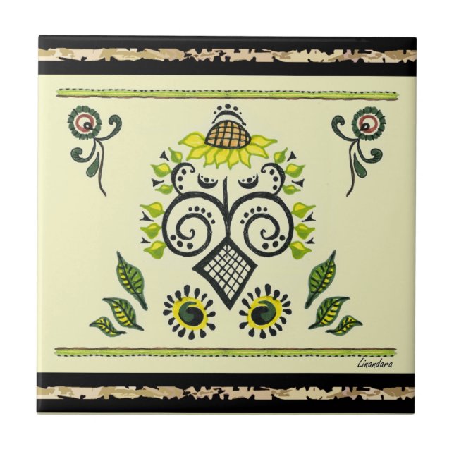 Azulejo Patrón popular del girasol por Alexandra Cook (Frente)