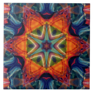 Azulejo Patrón psicodélico colorido de Kaleidoscope