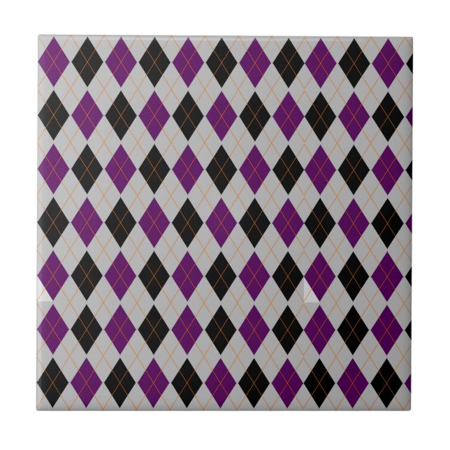 Azulejo Patrón púrpura negro de estilo de argyle otoño (Frente)