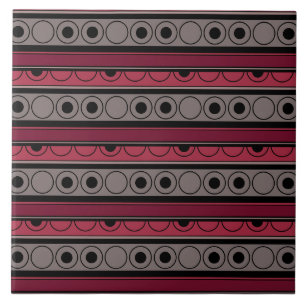 Azulejo Patrón rayado con círculos y anillos estilo retro