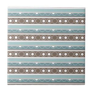 Azulejo Patrón rayado con círculos y anillos estilo retro