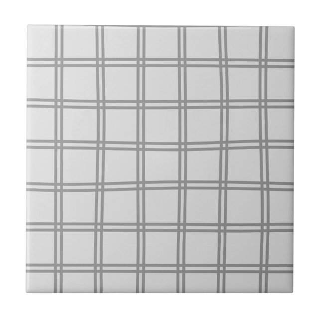 Azulejo Patrón rayado de cuadrícula gris y blanco (Frente)