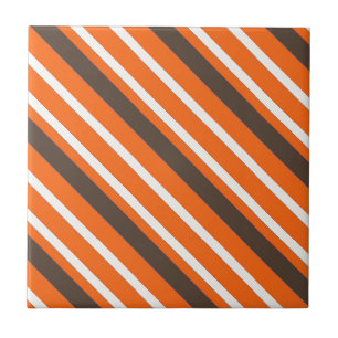 Azulejo Patrón rayado de naranja Brown
