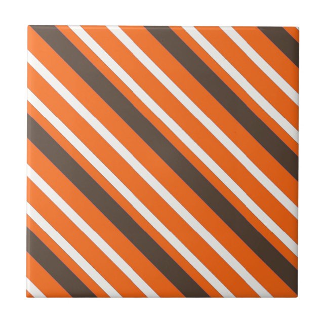 Azulejo Patrón rayado de naranja Brown (Frente)