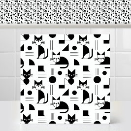 Azulejo Patrón repetitivo de gato geométrico minimalista B
