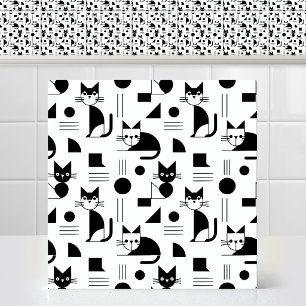 Azulejo Patrón repetitivo de gato geométrico minimalista B
