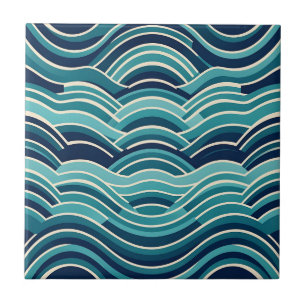 Azulejo Patrón repetitivo de olas del océano geométricas a
