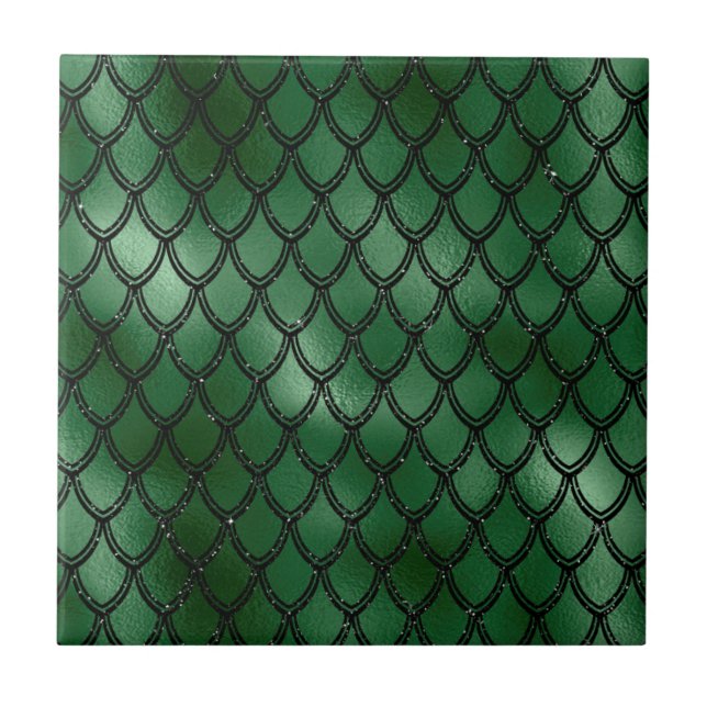 Azulejo Patrón reptil serpiente verde (Frente)