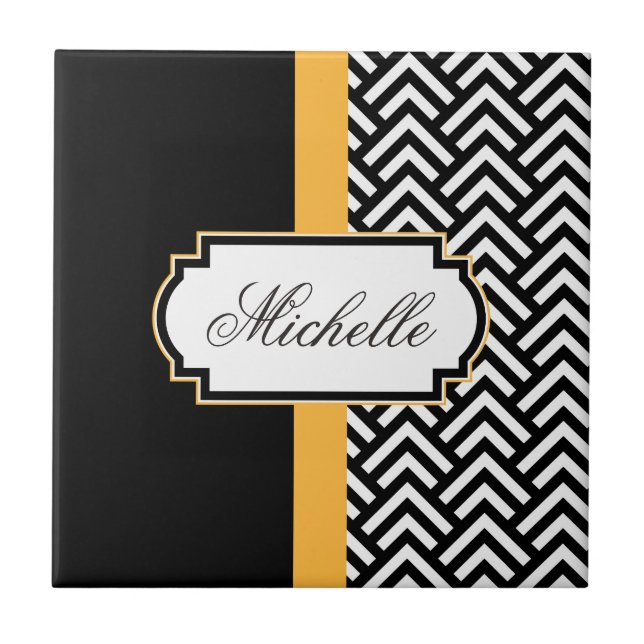 Azulejo Patrón Resumen Blanco Y Negro (Frente)