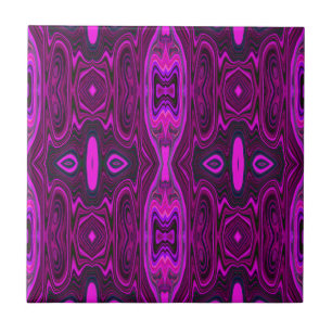 Azulejo Patrón Retro Abstracto Rosa Caliente y Magenta