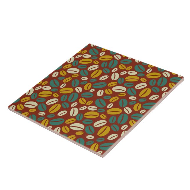 Azulejo Patrón retro azul amarillo marrón marrón Java café (Lado)