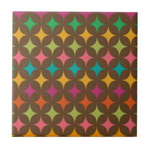 Azulejo Patrón Retro de Estallidos de Estrellas Colorido d