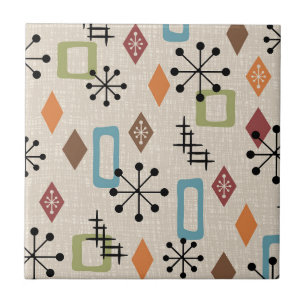 Azulejo Patrón retro de resumen atómico moderno de mediado