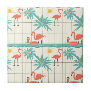 Azulejo Patrón Retro de Verano junto a la Piscina de Flame