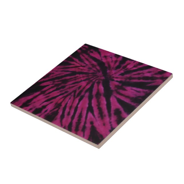 Azulejo Patrón Retro Hippie Morado Rosa Negro Tie-Dye (Lado)