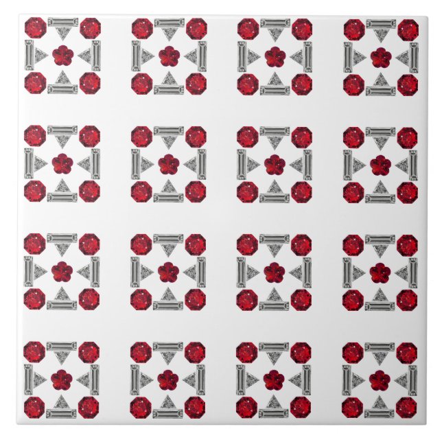 Azulejo Patrón rojo Art Deco (Frente)