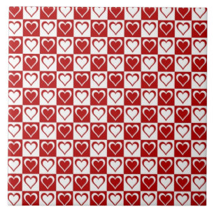 Azulejo Patrón rojo controlado con corazón