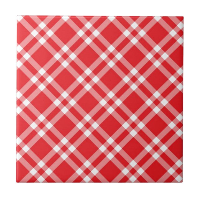 Azulejo Patrón rojo de Gingham (Frente)