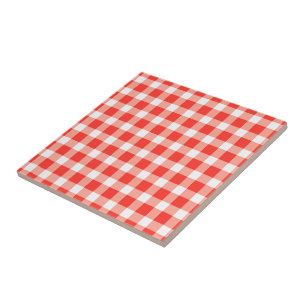Azulejo Patrón rojo de Gingham blanco