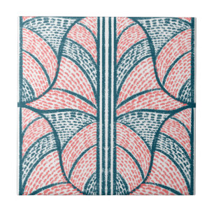 Azulejo Patrón rojo mediterráneo y mosaico Verde azulado