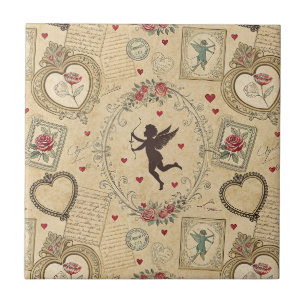 Azulejo Patrón Romántico del Cupido Vintage