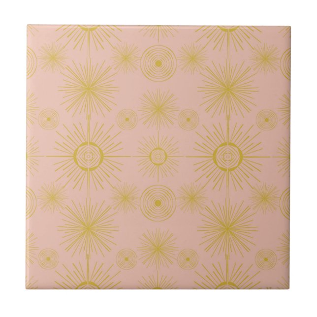 Azulejo Patrón rosa de las estrellas solares celestes boho (Frente)