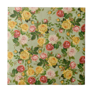 Azulejo Patrón Rosa floral floral del país vintage del Bon