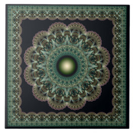 Azulejo Patrón sagrado de hadas fractales enmarcado