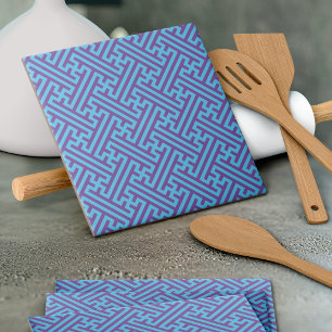 Azulejo Patrón Sayagata, japonés, púrpura y azul