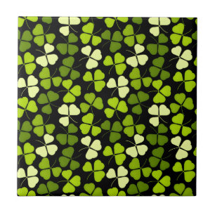 Azulejo Patrón Shamrock oscuro Verde y Negro