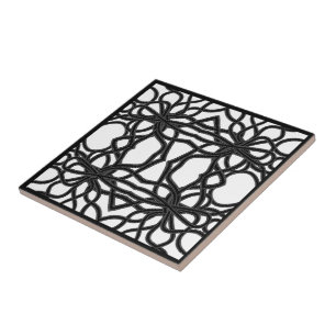 Azulejo Patrón simétrico curvo negro atado con cremallera 