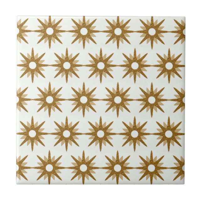 Azulejo Patrón simple de estreno blanco de oro moderno (Frente)
