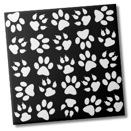 Azulejo Patrón simple de garras de perro Mascota negro