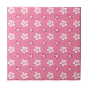Azulejo patrón simple floral sólido rosa retro pequeño flu