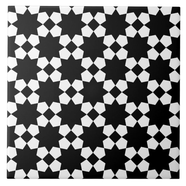 Azulejo Patrón sin fisuras vectorial en blanco y negro (Frente)