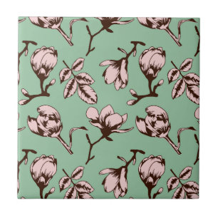 Azulejo Patrón sin foco con brotes de flores de los árbole