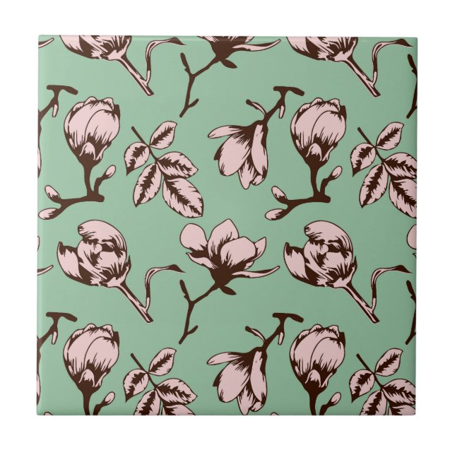 Azulejo Patrón sin foco con brotes de flores de los árbole (Frente)