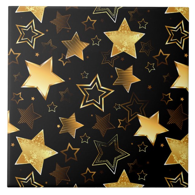 Azulejo Patrón sin foco con las estrellas doradas (Frente)