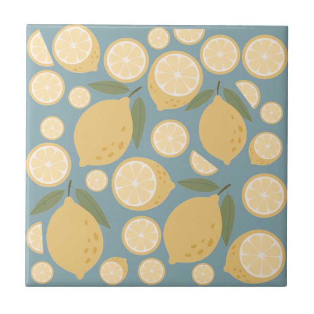 Azulejo Patrón sin foco de limón amarillo (Frente)