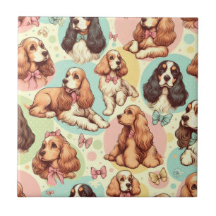 Azulejo Patrón sin soldadura de Cute Vintage Cocker Spanie