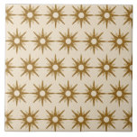 Azulejo Patrón Starburst Gold de Mediano Siglo Grande<br><div class="desc">Diseño de inspiración moderna de mediados del siglo XX con estallidos de oro retro en un fondo beige. Diseño sencillo y moderno. Crea tu propio patrón de personalizado cargando una nueva imagen, o usa el botón "mensaje" para contactar con el diseñador para obtener ayuda. Para crear su propio diseño con...</div>