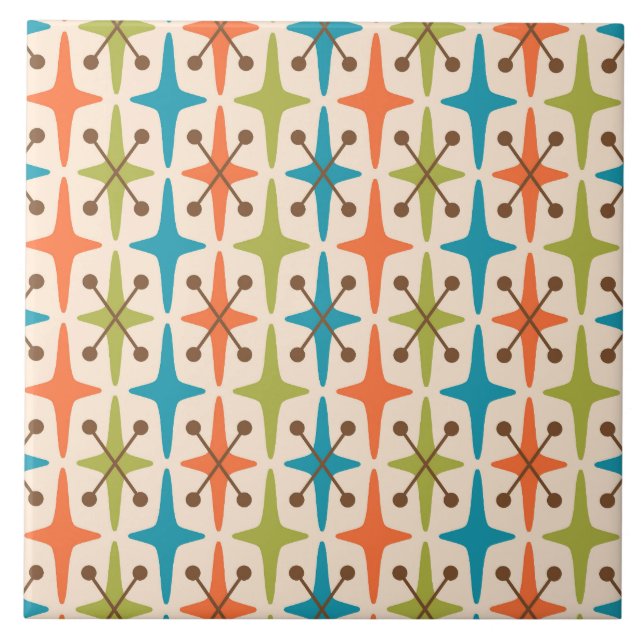 Azulejo Patrón Starburst Moderno De Mediados Del Siglo (Frente)