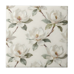 Azulejo Patrón suave neutro de flor de magnolia