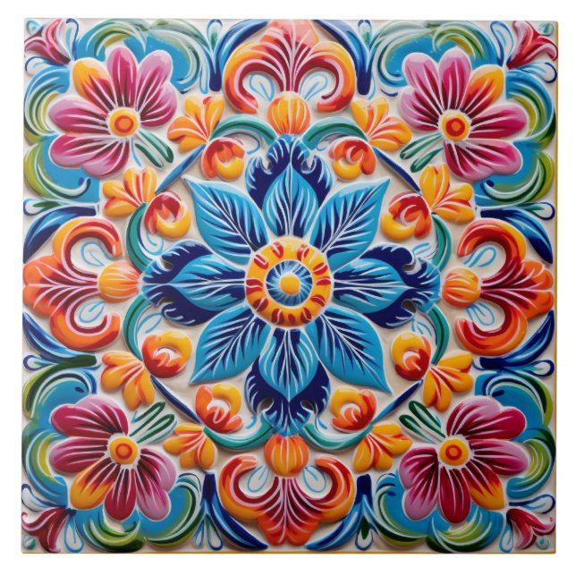 Azulejo Patrón temático de estilo mexicano (Frente)
