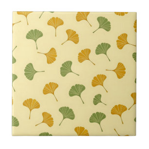 Azulejo Patrón terroso de hoja de Ginkgo Biloba dorado