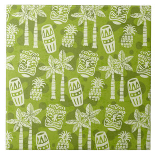 Azulejo Patrón Tiki Moderno de Mitad de Siglo Retro